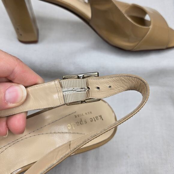 KATE SPADE Tan Slingback Open Toe 3in Heels - Picture 8 of 10